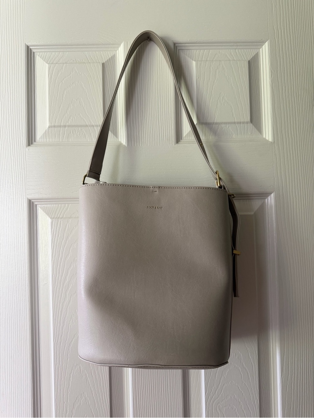 Matt & Nat Taupe Vegan Leather Bucket Shoulder Bag
